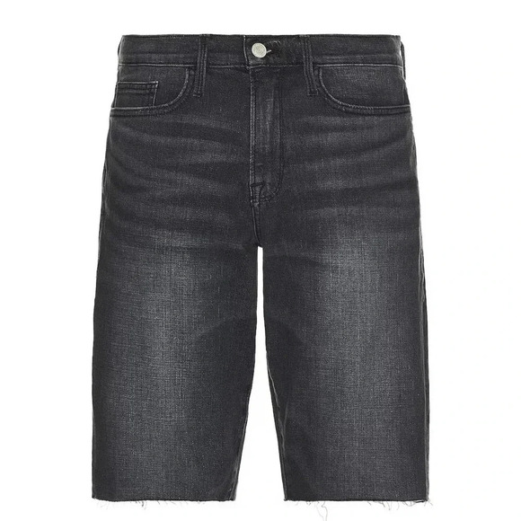NWT FRAME DENIM L'homme Cut Off Denim Shorts - Black Denim Distressed - Picture 3 of 8